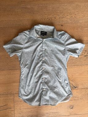 Bonobos Light Blue Short Sleeve Button-Up with Dot Print